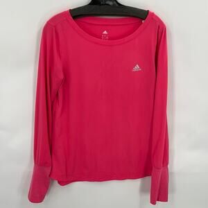 Adidas Women's Pink Long Sleeve Active Athletic Wear Pullover Tee Size Medium